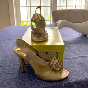 Max Studio Satin Beige Heels!
